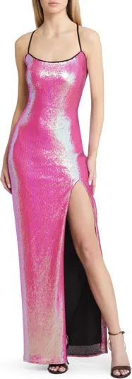 Glam Diva Iridescent Sequin Maxi Dress | Nordstrom
