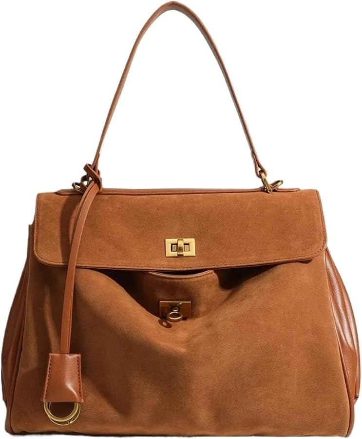 Autumn Women's Retro Tote Bag Suede Leather Large Capacity Shoulder Vintage Handbag For Daily Wor... | Amazon (US)