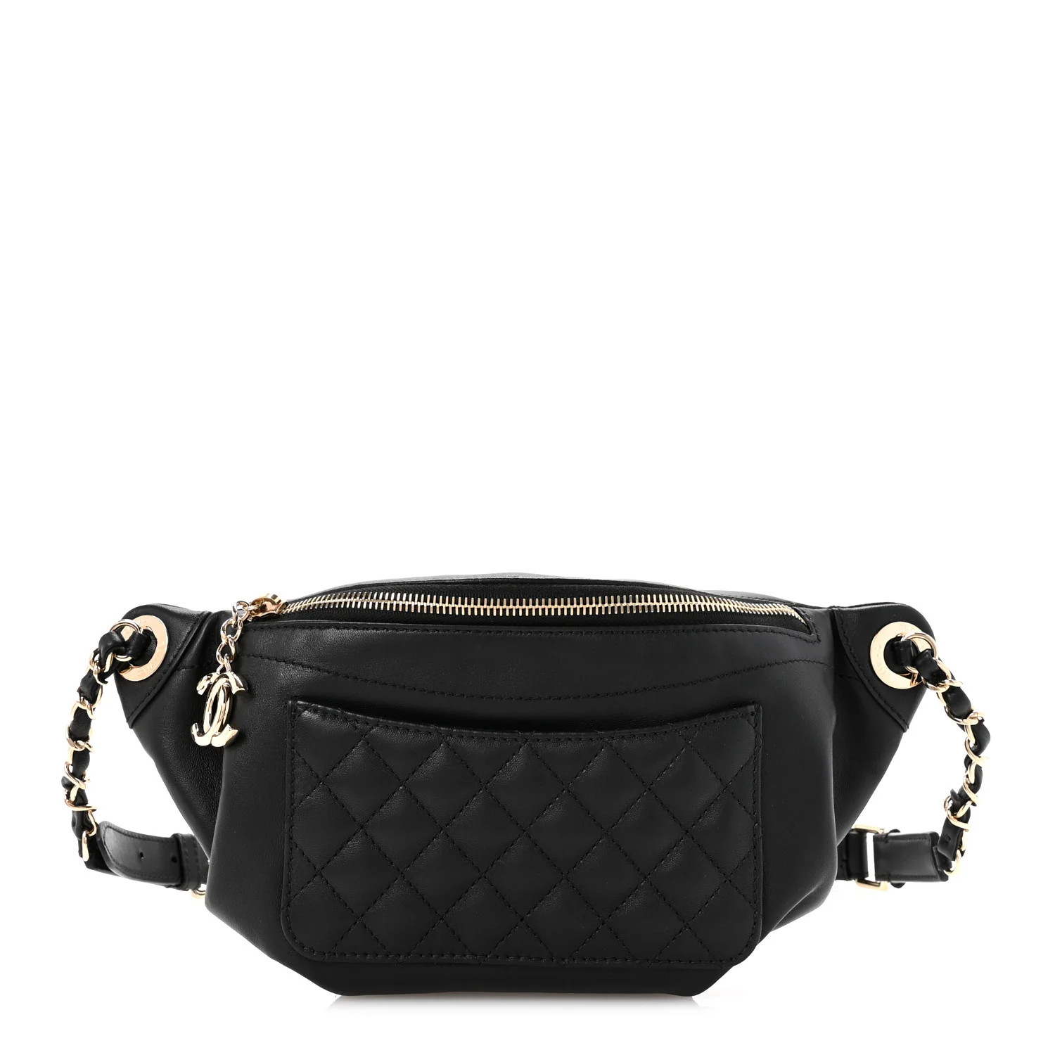 Lambskin Quilted Waist Bag Fanny Pack Black | FASHIONPHILE (US)