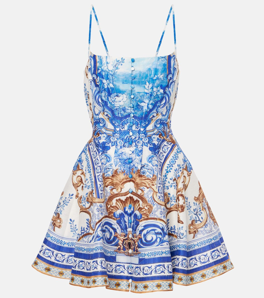 Printed linen and silk corset dress | Mytheresa (US/CA)