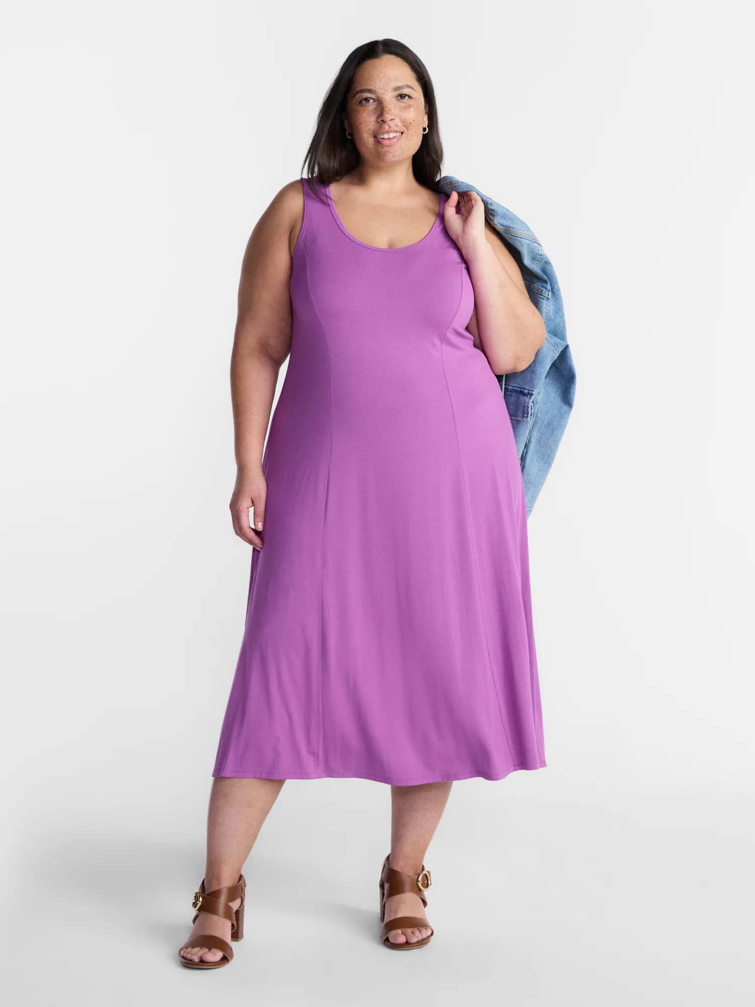 Terra & Sky Women\u2019s Plus Low Scoop Neck Tank Dress, Sizes 0X-5X - Walmart.com | Walmart (US)