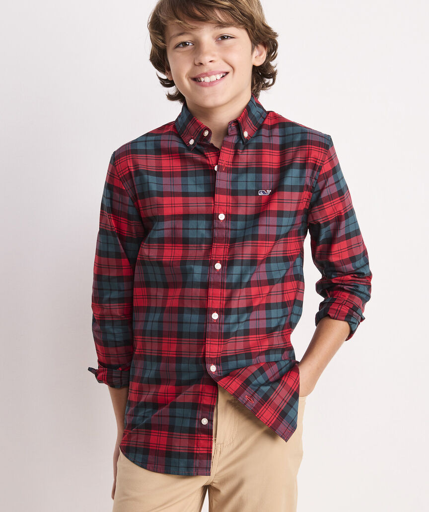 Boys' On-The-Go brrrº Plaid Shirt | vineyard vines