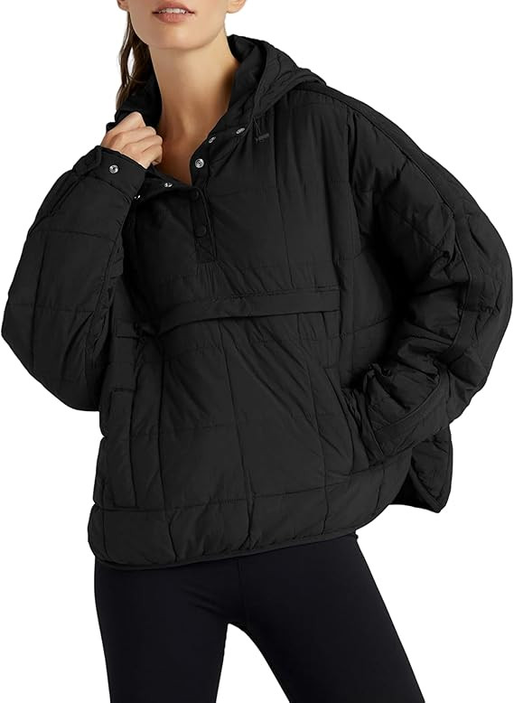 Women's Packable Quilted Puffer Jacket Oversized Lightweight Puffy Pullover Coat Outwear Hoodies ... | Amazon (US)