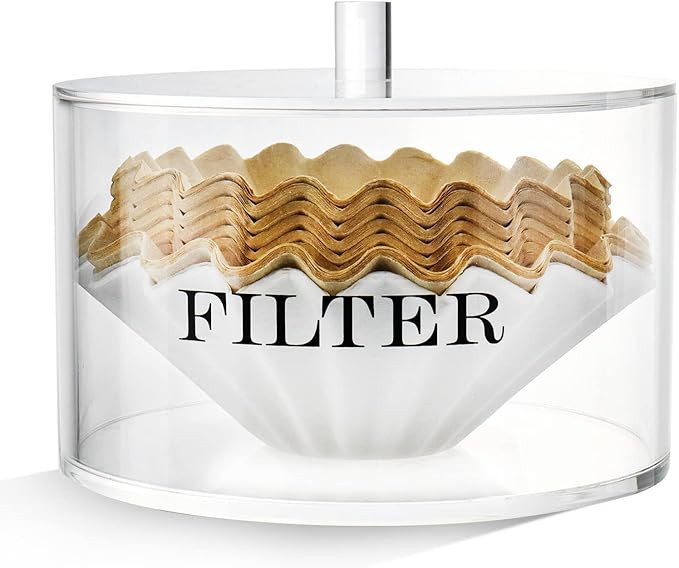 Coffee Filter Holder, Acrylic Coffee Filter Storage Container with Lid, Stylish Coffee Filter Dis... | Amazon (US)