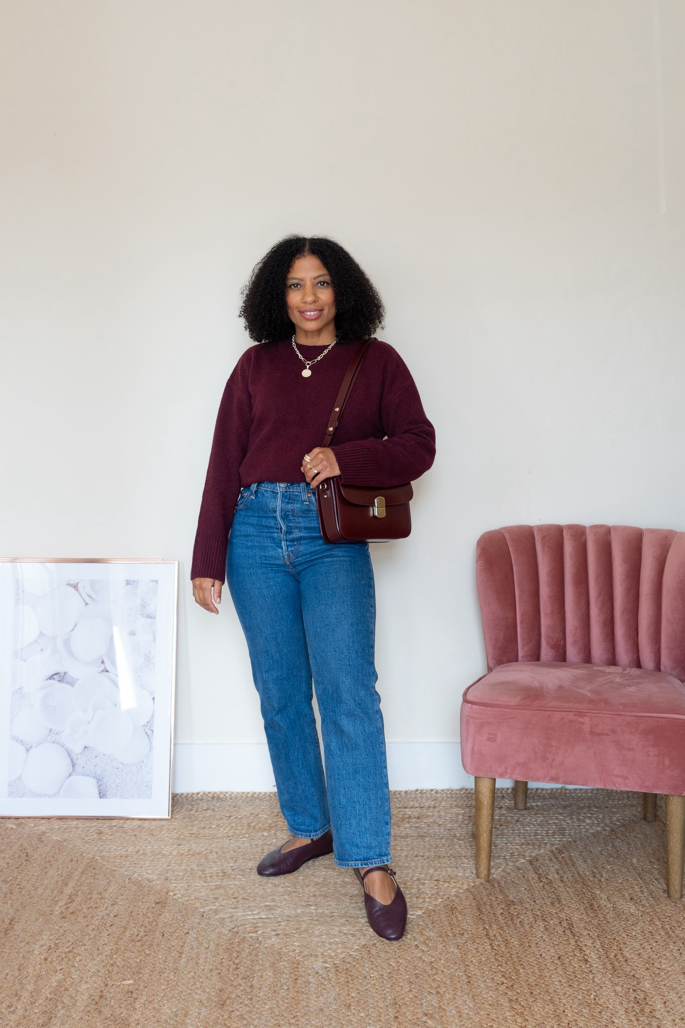 Burgundy Autumn outfit. Other Stories jumper. Levis Ribcage jeans 
Petite style
Petite fashion 
Casual chic


#LTKstyletip #LTKautumn #LTKeurope