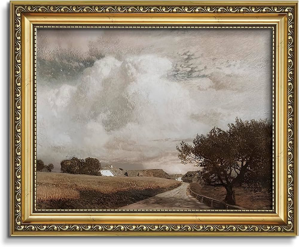 AIMAILON Vintage Canvas Gold Wall Art Framed Decor for Living Room Office Rustic Farmhouse Outski... | Amazon (US)