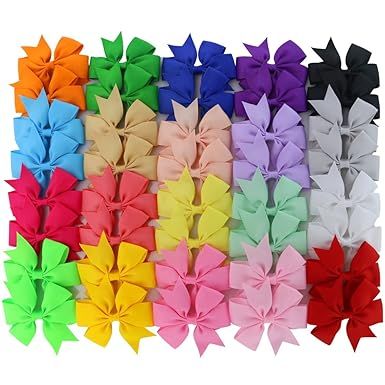 Chiffon 3in Boutique Grosgrain Ribbon PinWheel Hair Bows clips For Baby Girls Teens Toddlers Newborn | Amazon (US)