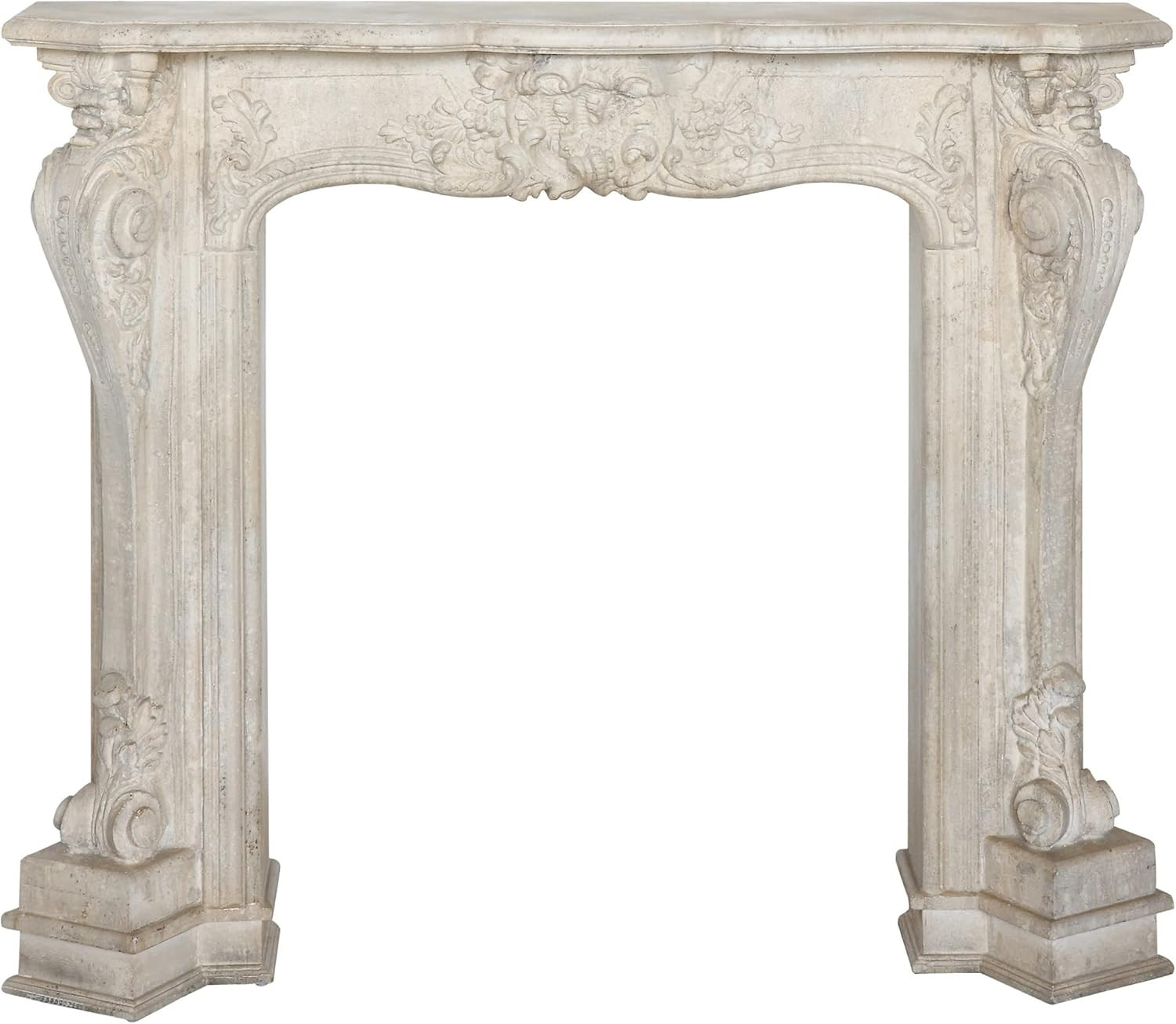 Creative Co-Op Decorative Wood Fireplace Mantel With Distressed Finish, White | Amazon (US)