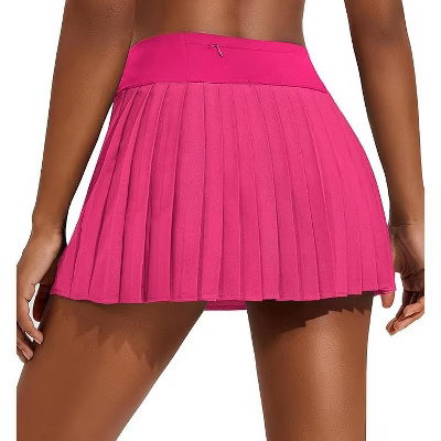 Pinspark Women Tennis Skirt with Pockets High Waisted Running Skirts 14" Golf Skort Quick Dry Athletic Skorts-Hot Pink-XS | Target