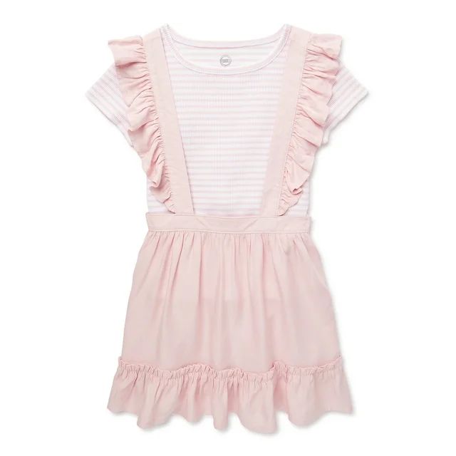 Wonder Nation Toddler Girls Pinafore Dress Set, Sizes 18M-5T - Walmart.com | Walmart (US)