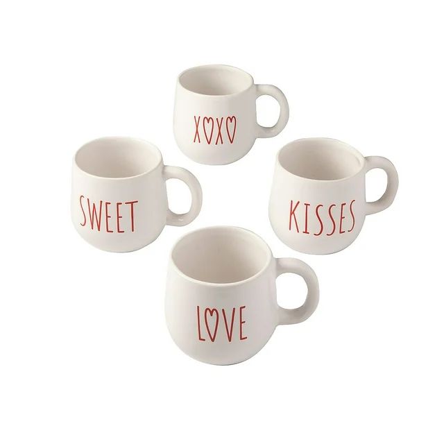 Valentine Ceramic Mugs, Home Decor, Valentine's Day, 4 Pieces | Walmart (US)