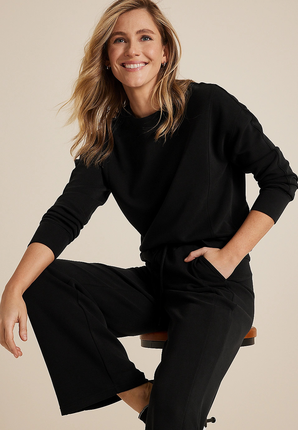 Cloud Scuba Knit Crew Neck Sweatshirt | Maurices