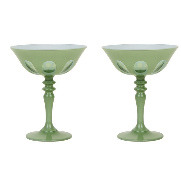 Pale Sage Rialto Coupe Glasses - Set of 2 | Waiting On Martha