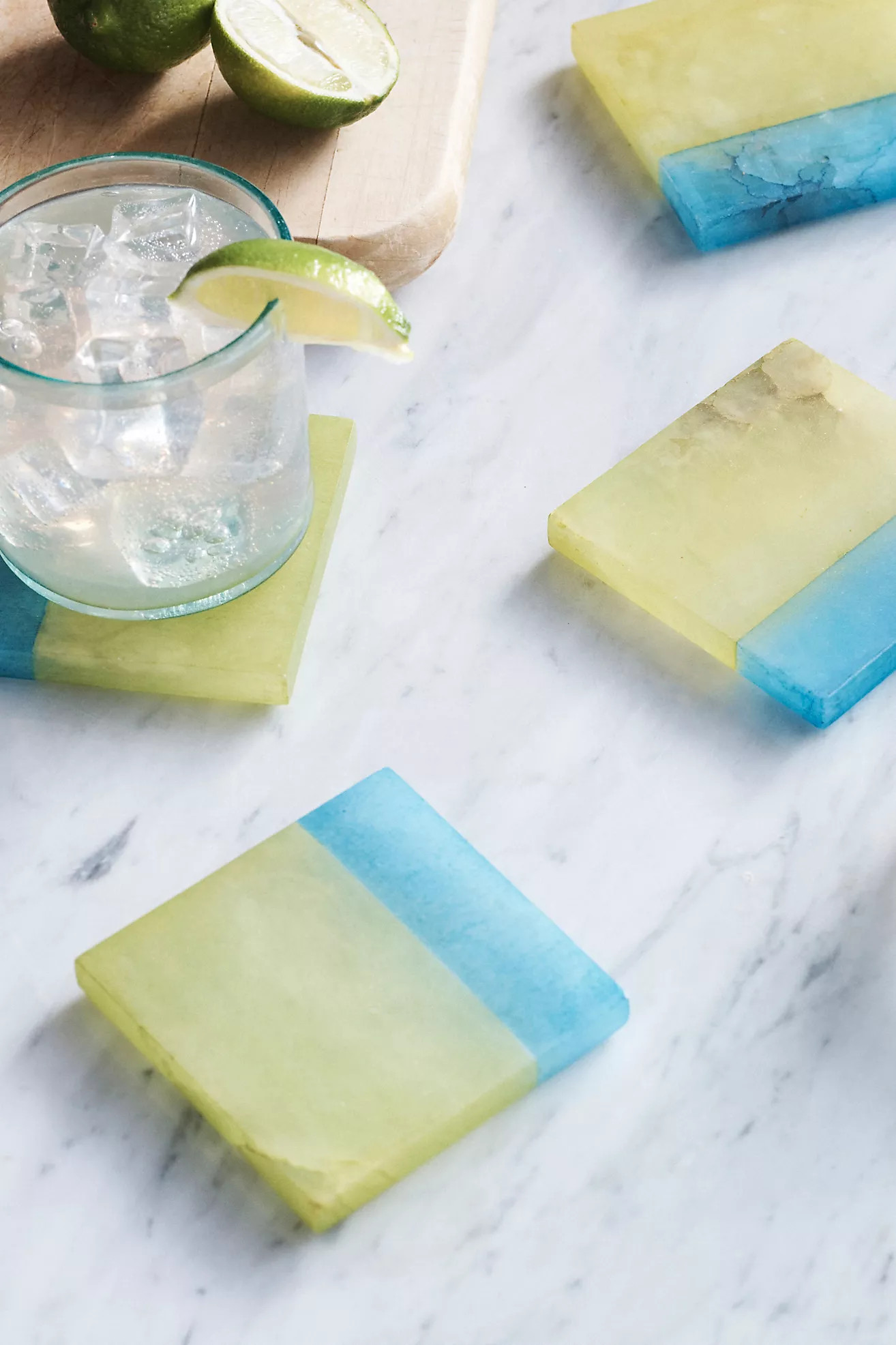 Two Tone Alabaster Square Coasters, Set of 4 | Anthropologie (US)