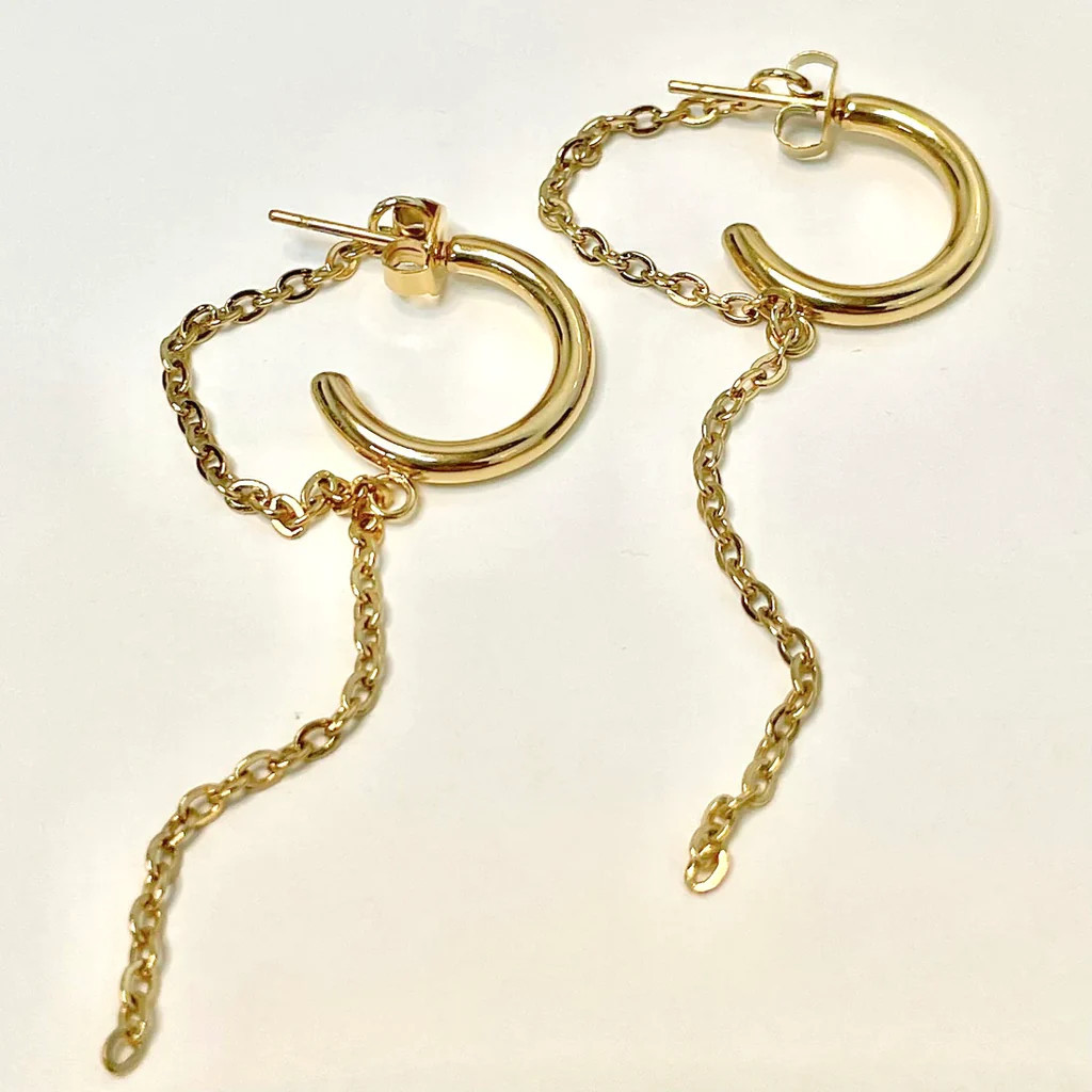 Drop Chain Hoop Earring | Ellie Vail Jewelry