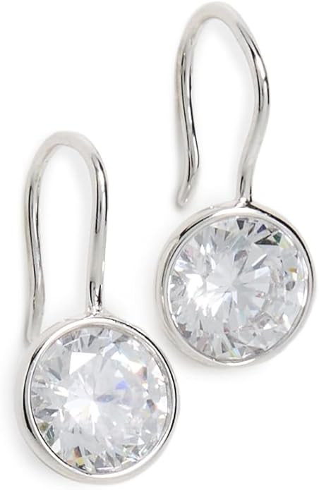 SHASHI Women's Bezel Drop Earrings, Silver, One Size | Amazon (US)