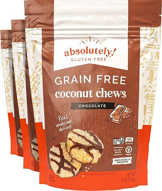 Absolutely Gluten Free Raw Coconut Chews with Chocolate & Cocoa nibs, Individually Wrapped, 5OZ (... | Amazon (US)