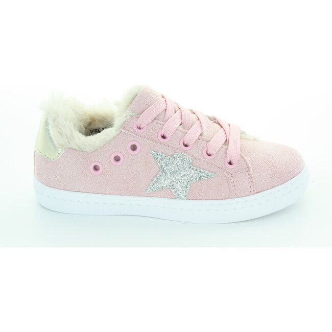 Ava's Faux Fur Star Lace Sneaker, Pink | Maisonette