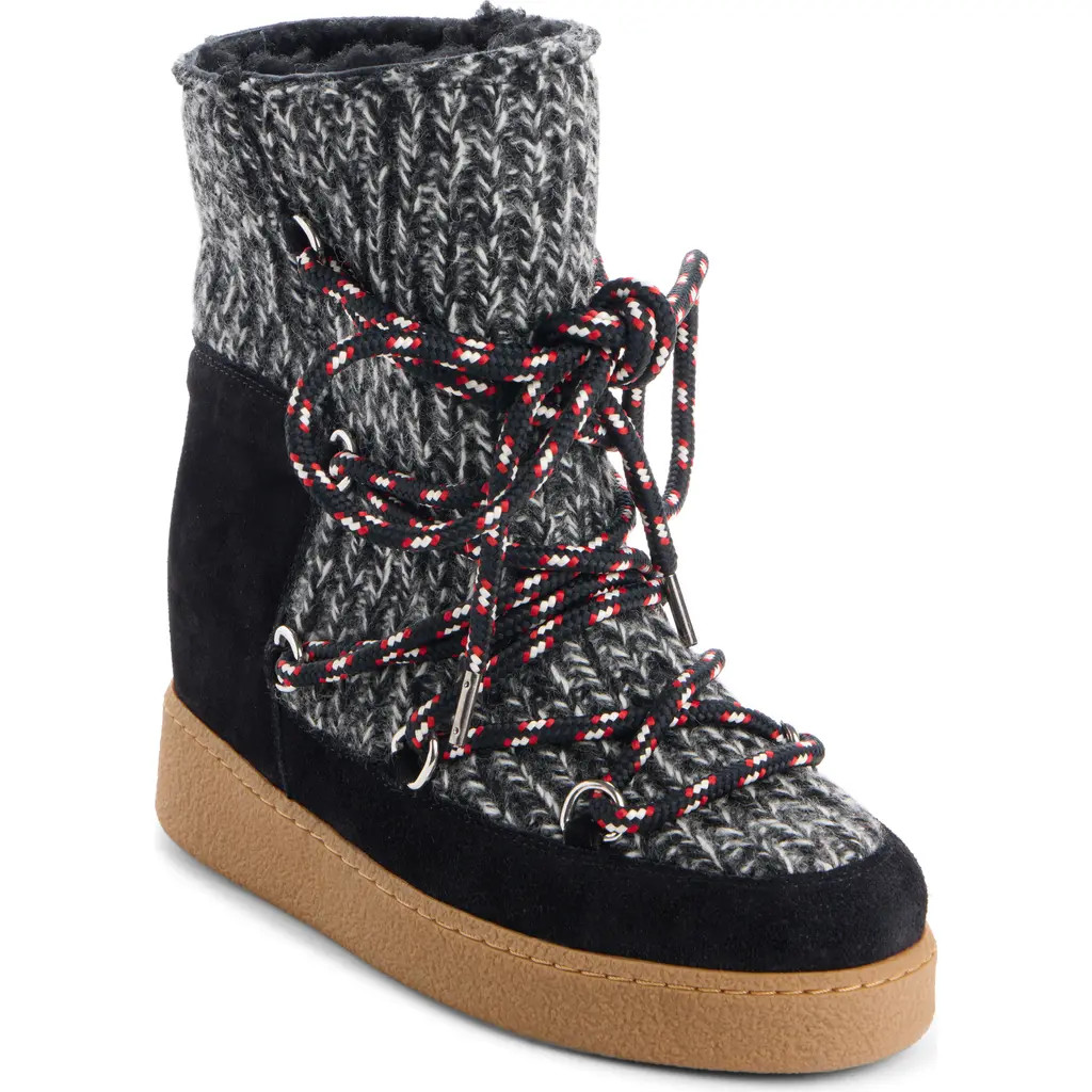 Isabel Marant Nowla Mixed Media Snow Boot in Black at Nordstrom, Size 9Us | Nordstrom