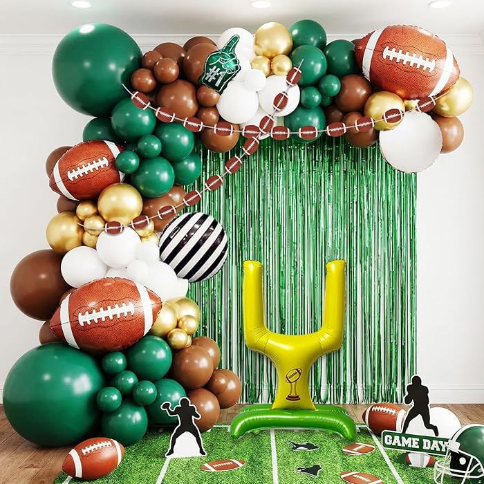 134Pcs Football Party Decorations Kit – Game Day Balloon Set with Football Foil Balloons, Field... | Amazon (US)