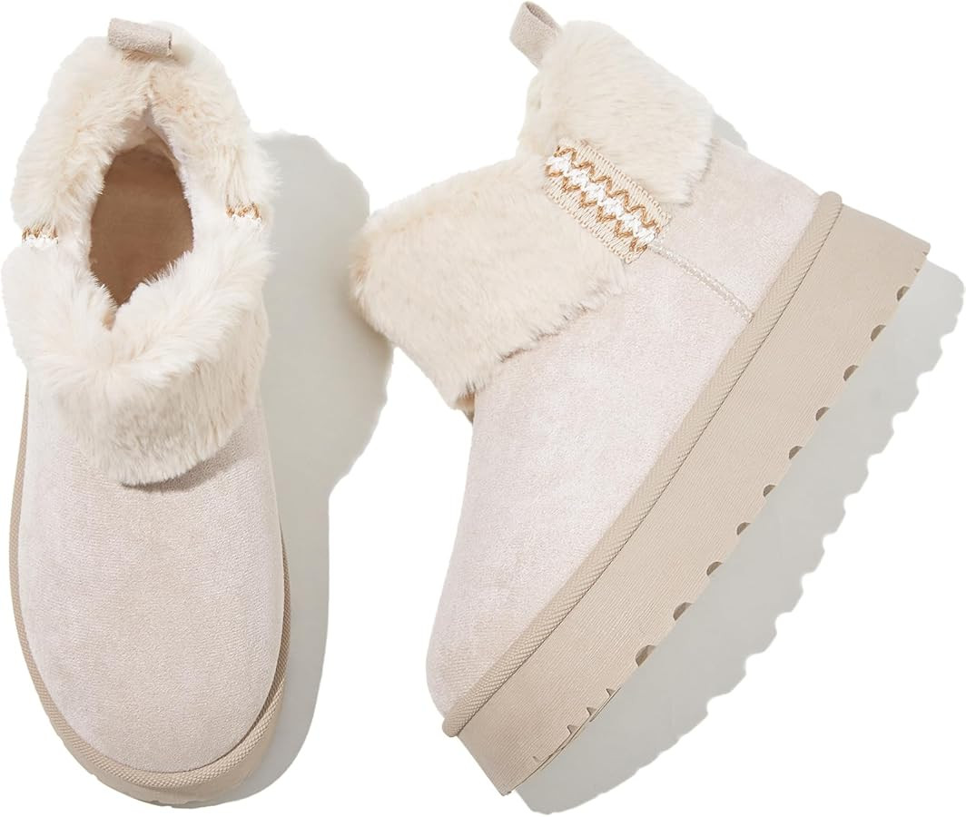 HYPOCRUTE Womens Winter Boots Fur Snow Boots Ankle Booties Fuzzy Warm Platform Short Boots for Wo... | Amazon (US)