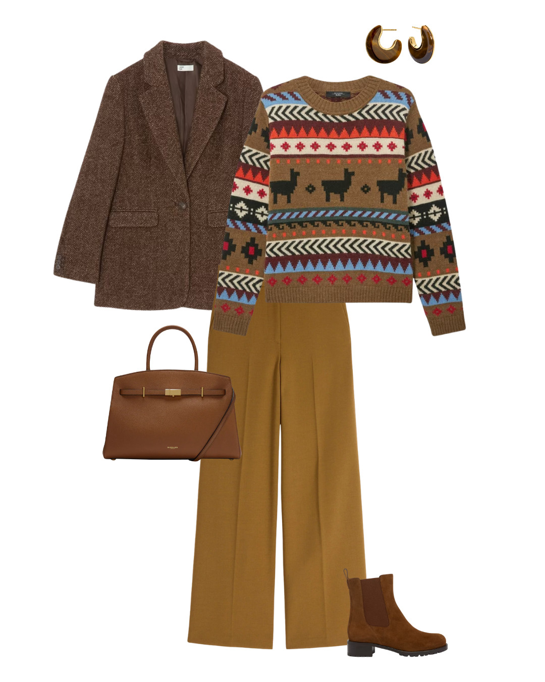 What to buy in October - Tweed relaxed blazer, fairisle jumper, perfect fit trousers, chunky ankle boots, everyday leather tote bag 

 #LTKautumn #LTKover50style #LTKstyletip