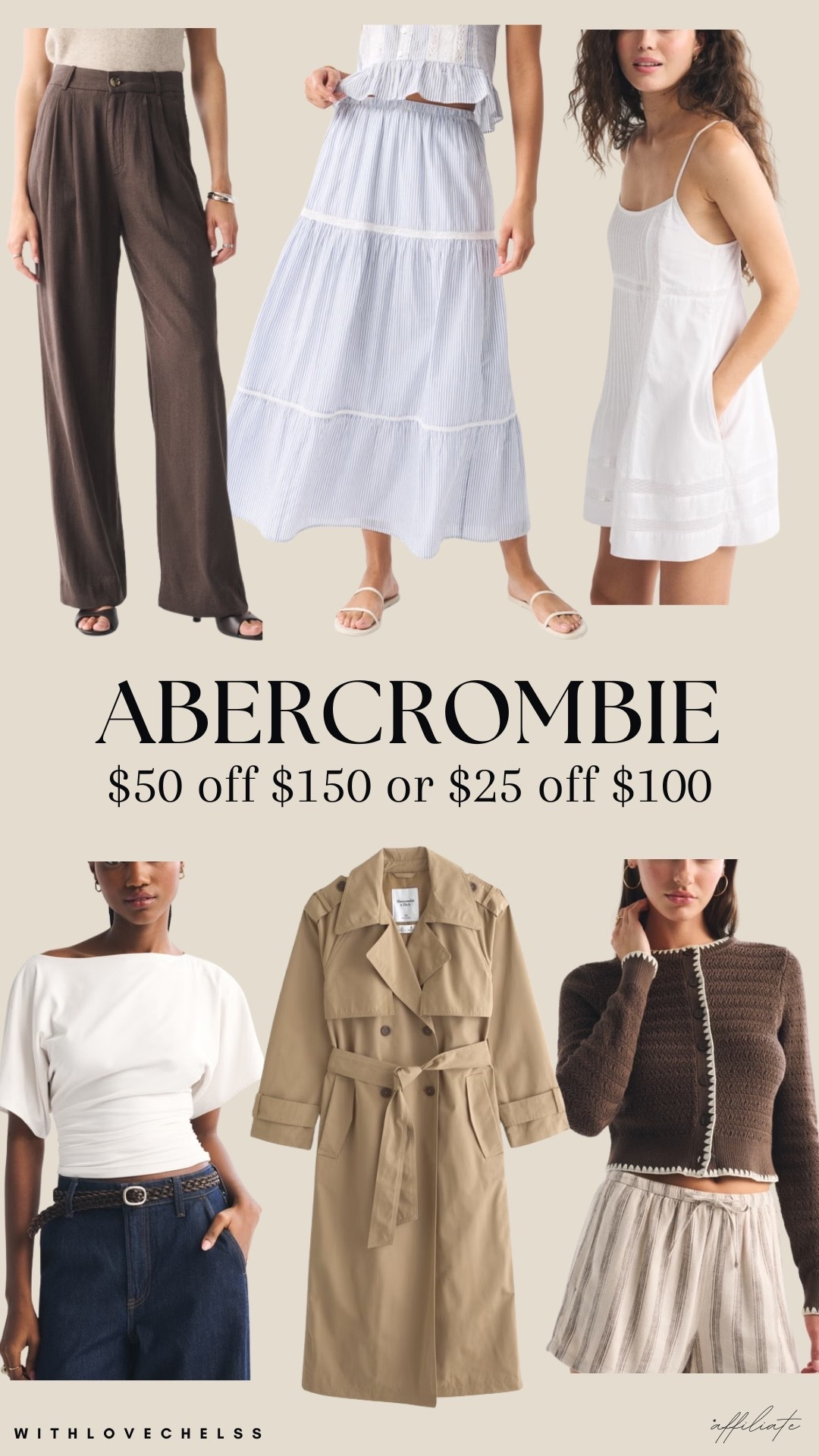 $50 off $150+ or $25 of $100 at A&F

# LTKspring

#LTKstyletip #LTKsale