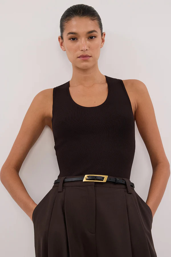 DEVIN BITTER CHOC RACER KNIT TANK | DISSH