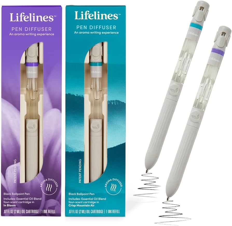 2 Pack Pen Diffuser in in Bloom & Crisp Mountain Air Essential Oil Blends, Elegant 1.0mm Ballpoint Tip, Black Pen, Ink Refill Included | Amazon (US)