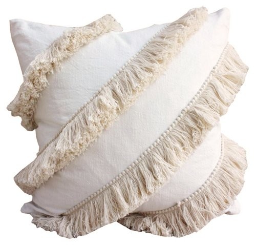 Tassel 20x20 Linen-Blend Pillow, Ivory | One Kings Lane