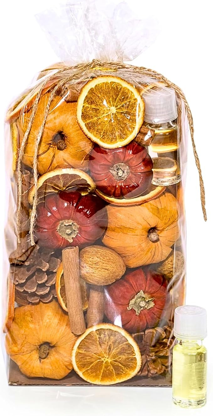 ANDALUCA Potpourri Mini Pumpkins, Cinnamon, Orange Slices & Pumpkin Spice Fragrance Vial Included... | Amazon (US)