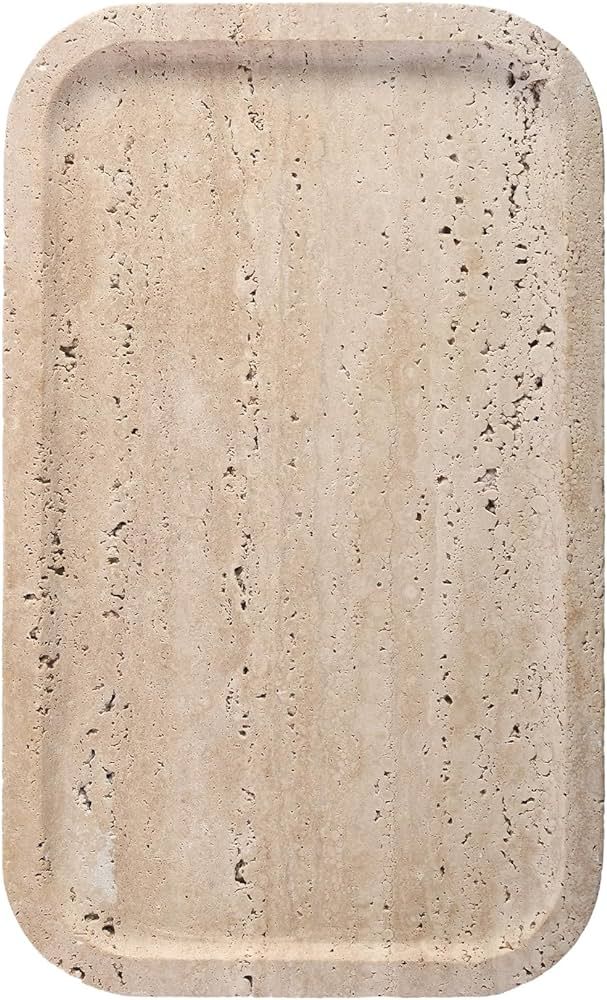 Koville Luxury Italian Natural Marble Tray for Dresser Tops, Travertine Perfume Tray Serving Tray... | Amazon (US)
