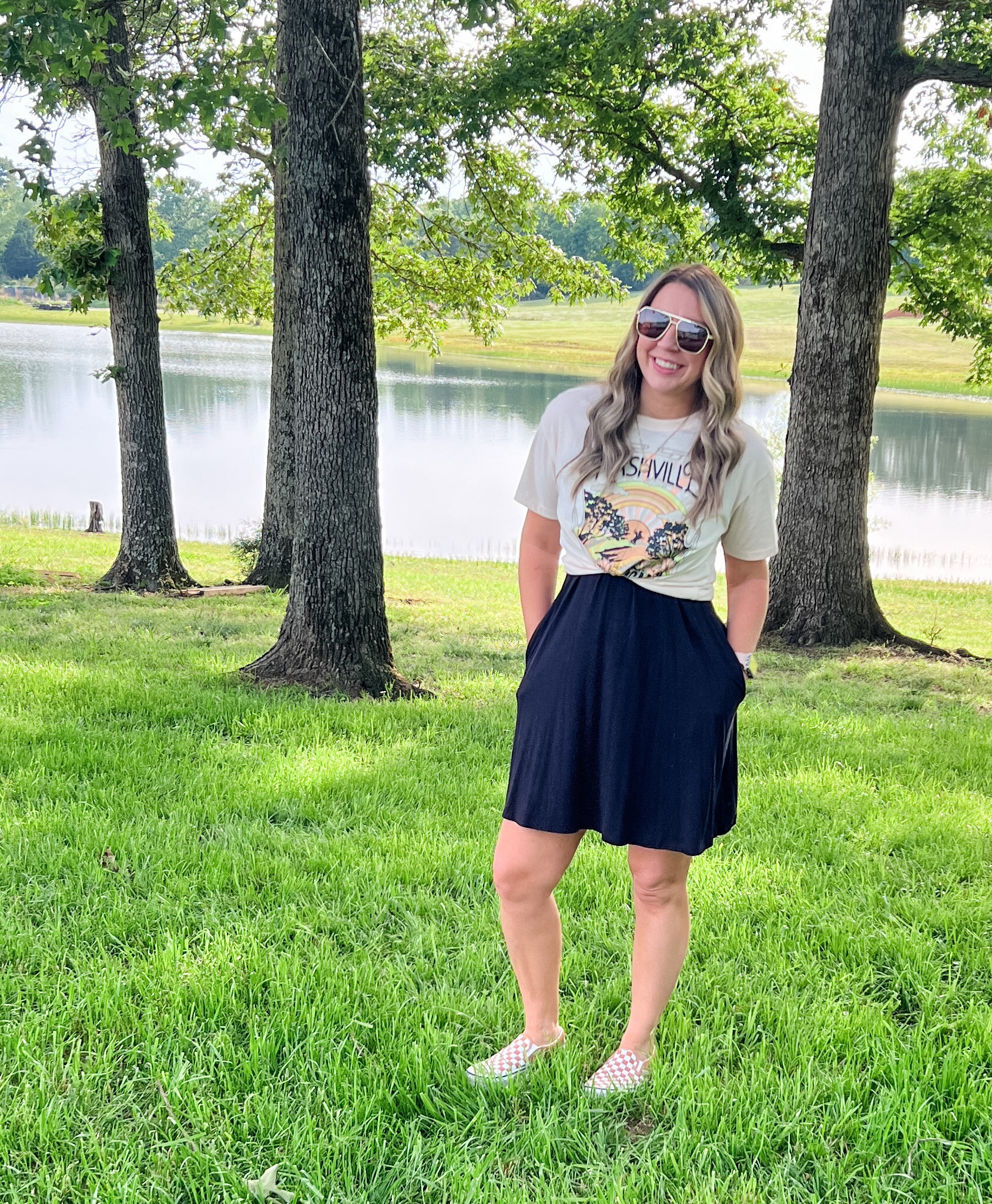 Just another way I wear our favorite $10 dresses! 🙌  Just add a tshirt, knot it in the front and then tuck the knot under. Bam, a nice casual look! These are so versatile y’all! I’ll show some other ways I style them in the comments! Lots of colors, some already selling out, so if you want them for summer you better not wait! 
Dress, I’m in small so I say you can size down as I’m usually a medium.
tshirt it’s juniors so I sized up to large and it’s perfect. 
Vans sold out

#LTKSaleAlert #LTKStyleTip #LTKFindsUnder50