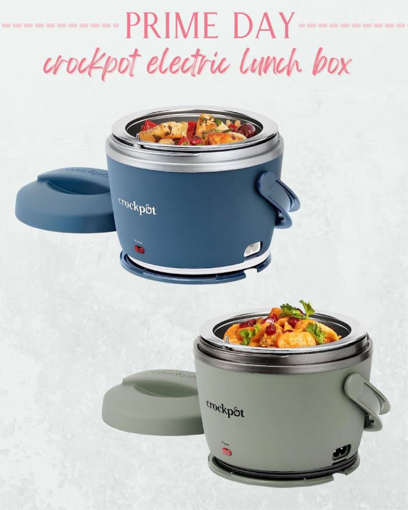 Crockpot Electric Lunch Box, Portable Food Warmer for On-The-Go, 20-Ounce, Faded Blue