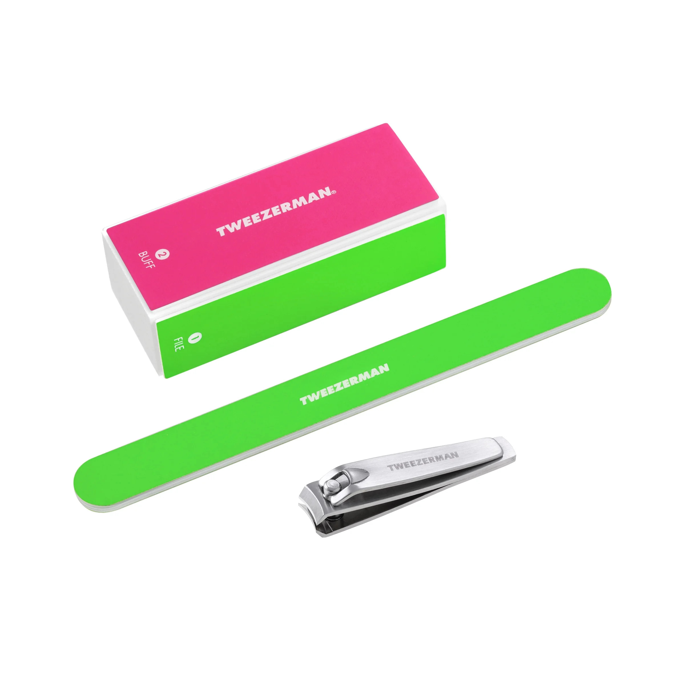 Tweezerman Neon Pink & Green Manicure Kit Includes Nail Clipper, Buffer and File | Walmart (US)