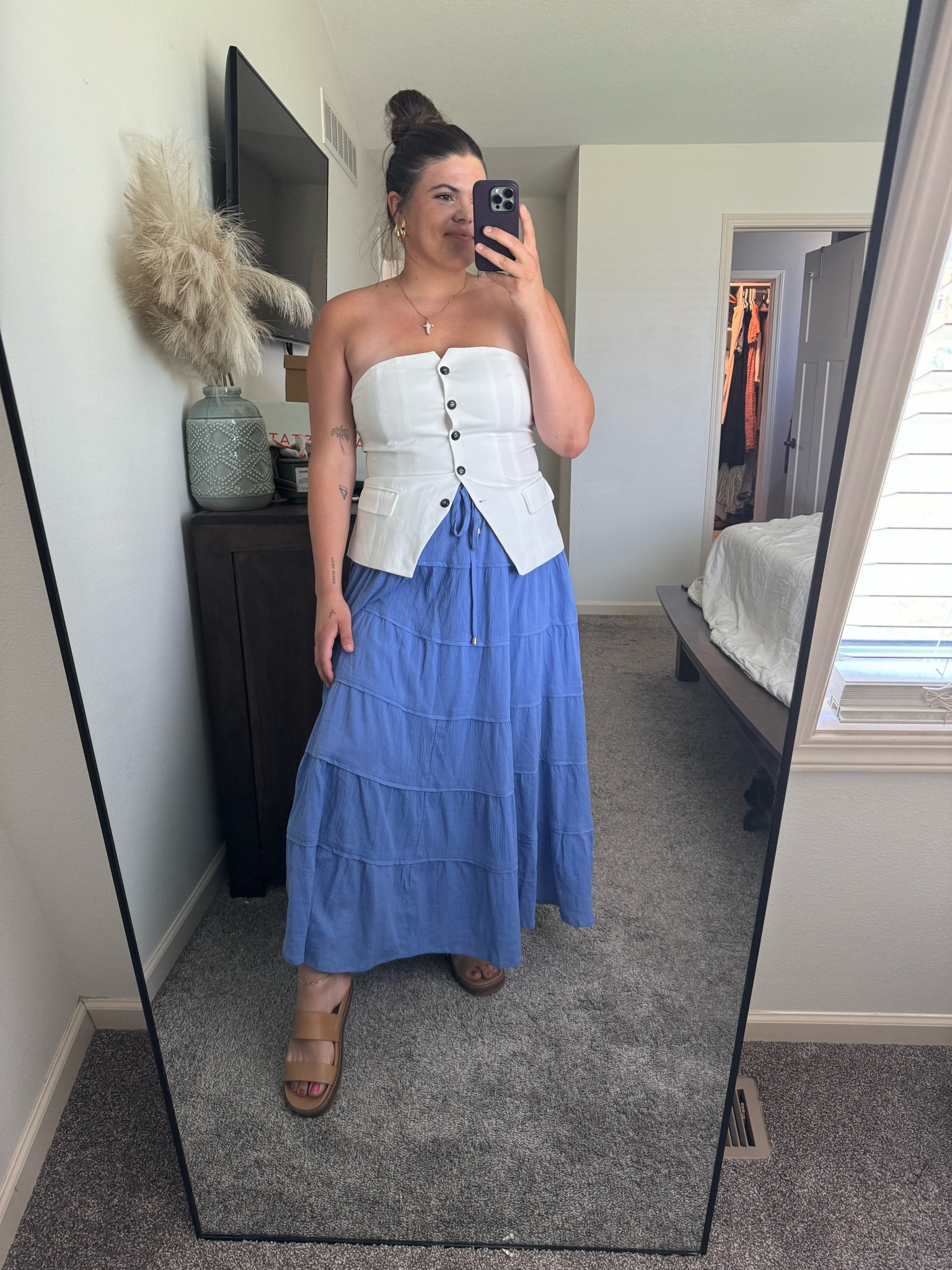 Midsize summer outfit Amazon inspo! Maxi skirt and vest top are size xl! 

 Casual outfit, mom outfit,  back to school, errands outfit 

#LTKMidsize #LTKSummerSales #LTKFindsUnder50