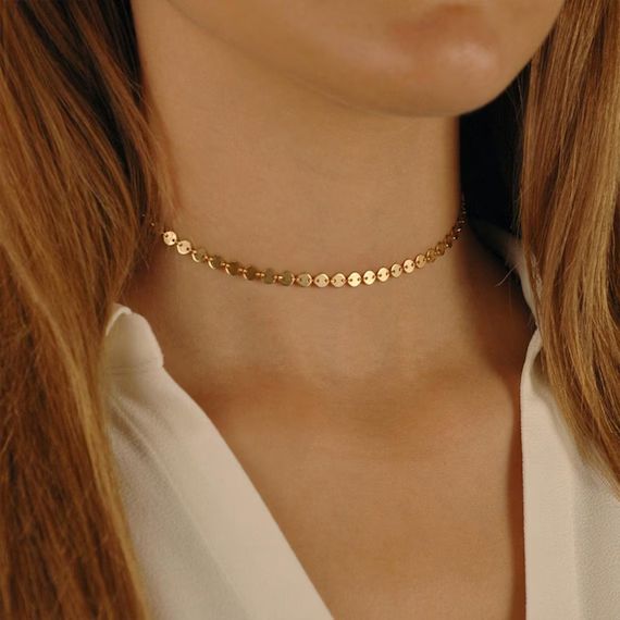 14k Gold Chain Choker Necklace  Beautiful Woman Gift  | Etsy | Etsy (US)