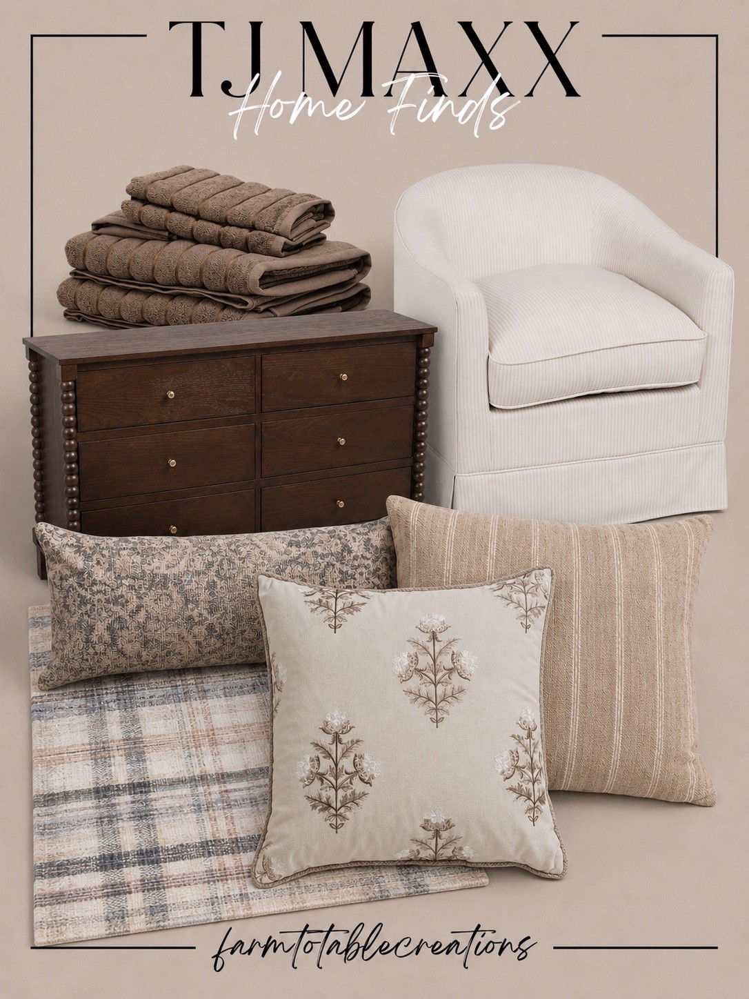 TJ Maxx Home Finds That Look Way More Expensive Than They Are 🤍✨

TJ Maxx is full of timeless home finds that bring designer style to every room without the designer price. From cozy accent chairs and rich wood furniture to soft neutral textiles and classic decorative pillows, these pieces are perfect for creating a warm, elevated home you’ll love year-round.

Follow @farmtotablecreations on Instagram for more cozy home finds and trending decor.

#LTKHome #TJMaxxFinds #TJMaxxHome #HomeDecor #NeutralDecor #CozyHome #AffordableHomeDecor #LivingRoomDecor #BedroomDecor #DesignerInspired #HomeStyling #InteriorDesign #HomeInspiration #FarmToTableCreations #LTKFinds

#LTKSaleAlert #LTKHome