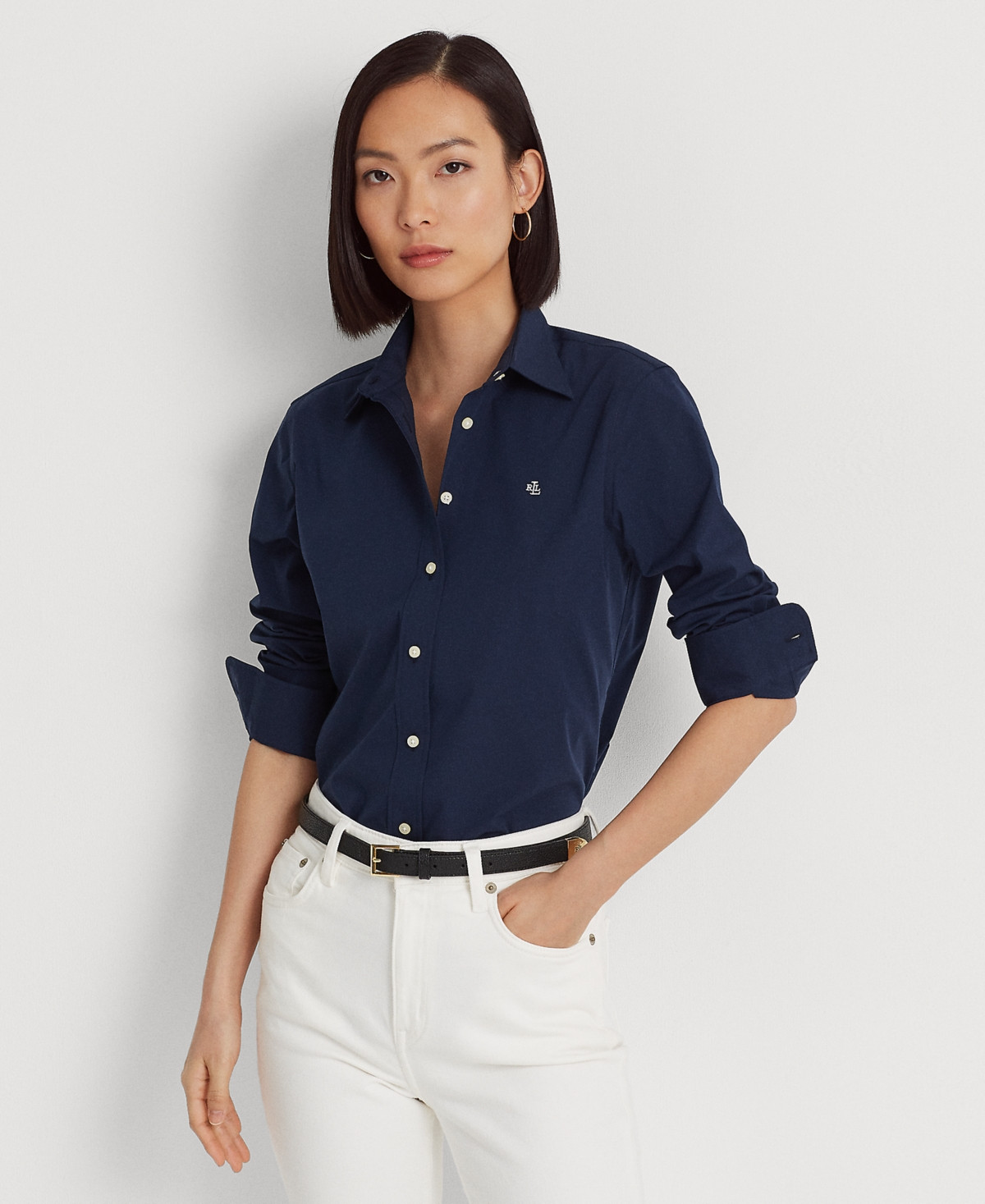 Lauren Ralph Lauren Non-Iron Straight-Fit Shirt - Lauren Navy | Macy's