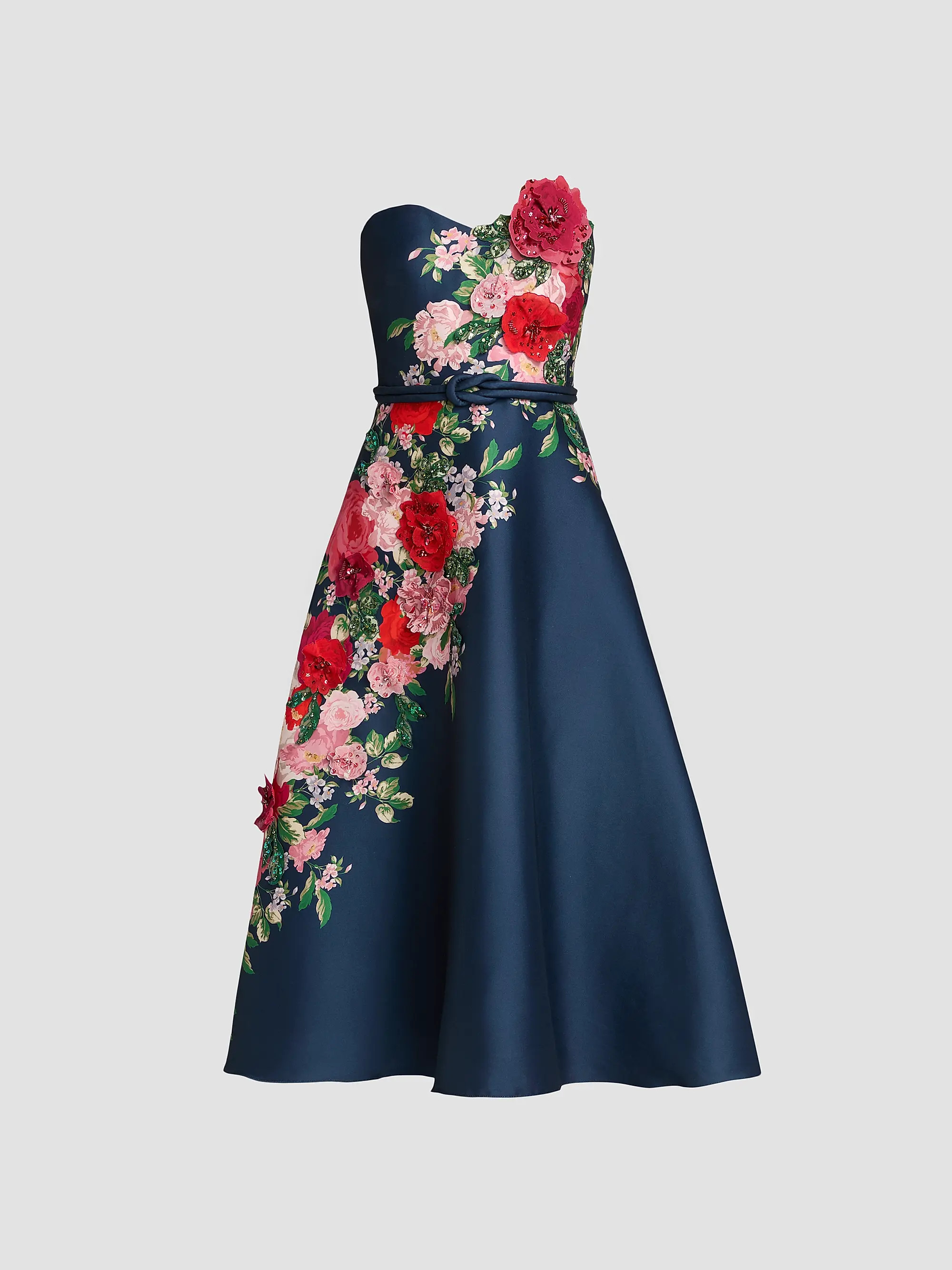 Badgley Mischka Floral Embellished Strapless Cocktail Dress | Saks Fifth Avenue | Saks Fifth Avenue