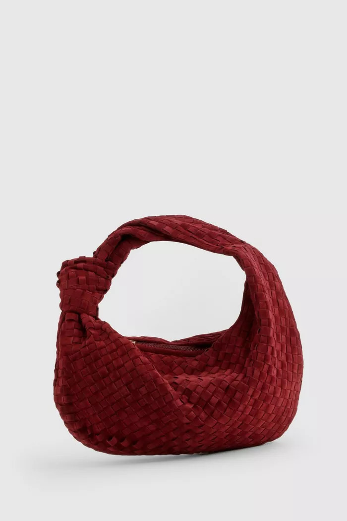 Woven Faux Suede Knot Detail Grab Bag | boohoo (US & Canada)