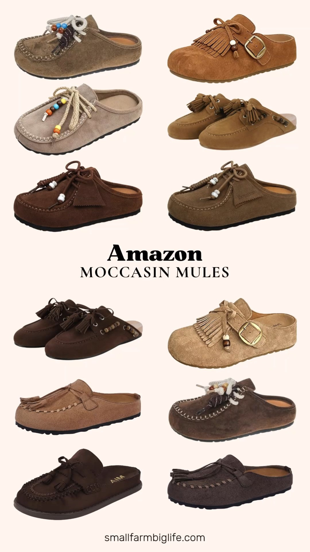 Moccasin mules are having a real moment this fall, and I'm rounding up the best beaded, tasseled, and suede styles to slip on and go.

Start with the beaded suede moccasin mules: coffee brown and taupe both come with a round toe, soft sole, and slip on flat clog design that works just as well for daily errands as it does for the office. If you want the genuine suede clog version with a cork footbed and real arch support, that same coffee brown and taupe pairing comes in a closed round toe mule that is comfortable enough for all day wear.

For a little bohemian flair, the light brown and tan suede tassel moccasin mules with beaded accents have an anti slip sole that makes them easy for daily work and walking. The camel and dark brown moccasin tassel mules with beaded details are a close second, and the khaki suede flat moccasin mule rounds out the neutral lineup with the same soft sole, slip on comfort.

For texture, the taupe and tan fringe suede clogs bring a tasseled, slipper like feel with a comfortable footbed that works for dressier days or casual ones. And if you want a trusted brand name in the mix, the chocolate brown MIA Nesha moccasin mule is a classic slip on flat worth adding to the rotation.

#falloutfits #moccasinmules #fallfashion #amazonfashion #amazonfinds #founditonamazon #amazonmusthaves 

 #LTKgrwm #LTKootd #LTKOver40
