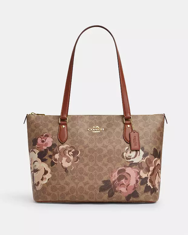 Gallery Tote Bag In Signature Canvas With Rose Print | Coach Outlet US