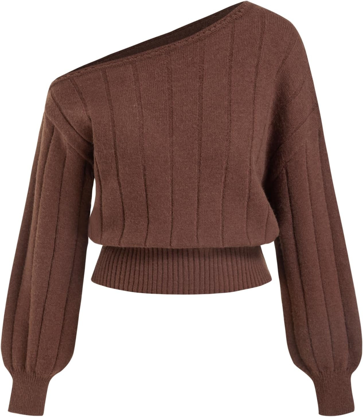CIDER Off Shoulder Sweater for Women Knit Pullover Ribbed Going Out Top | Amazon (US)