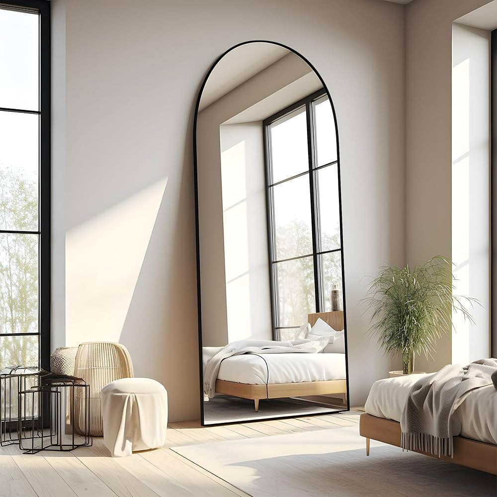 FORBATH Arched Full Length Mirror, Black Floor Length Mirror, 64”x21” Full Body Mirror, Bedro... | Amazon (CA)