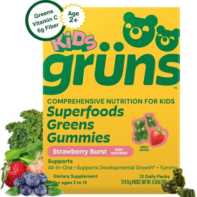 Grüns Kids' Low Sugar Superfoods Greens Gummies - 72ct/12 Servings | Target
