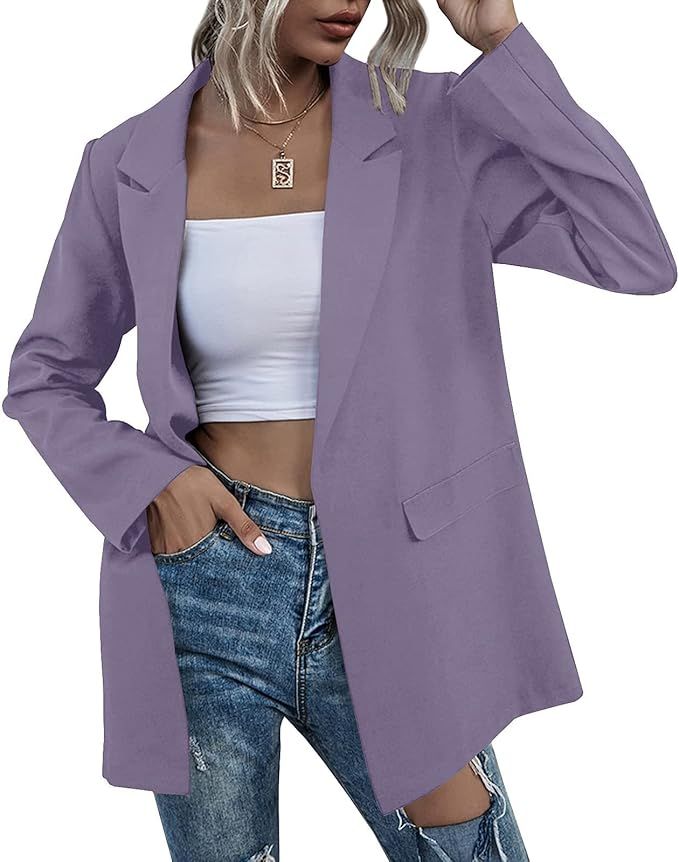 Womens Work Casual Oversized Blazers Long Sleeve Open Front Office Business Jackets | Amazon (US)