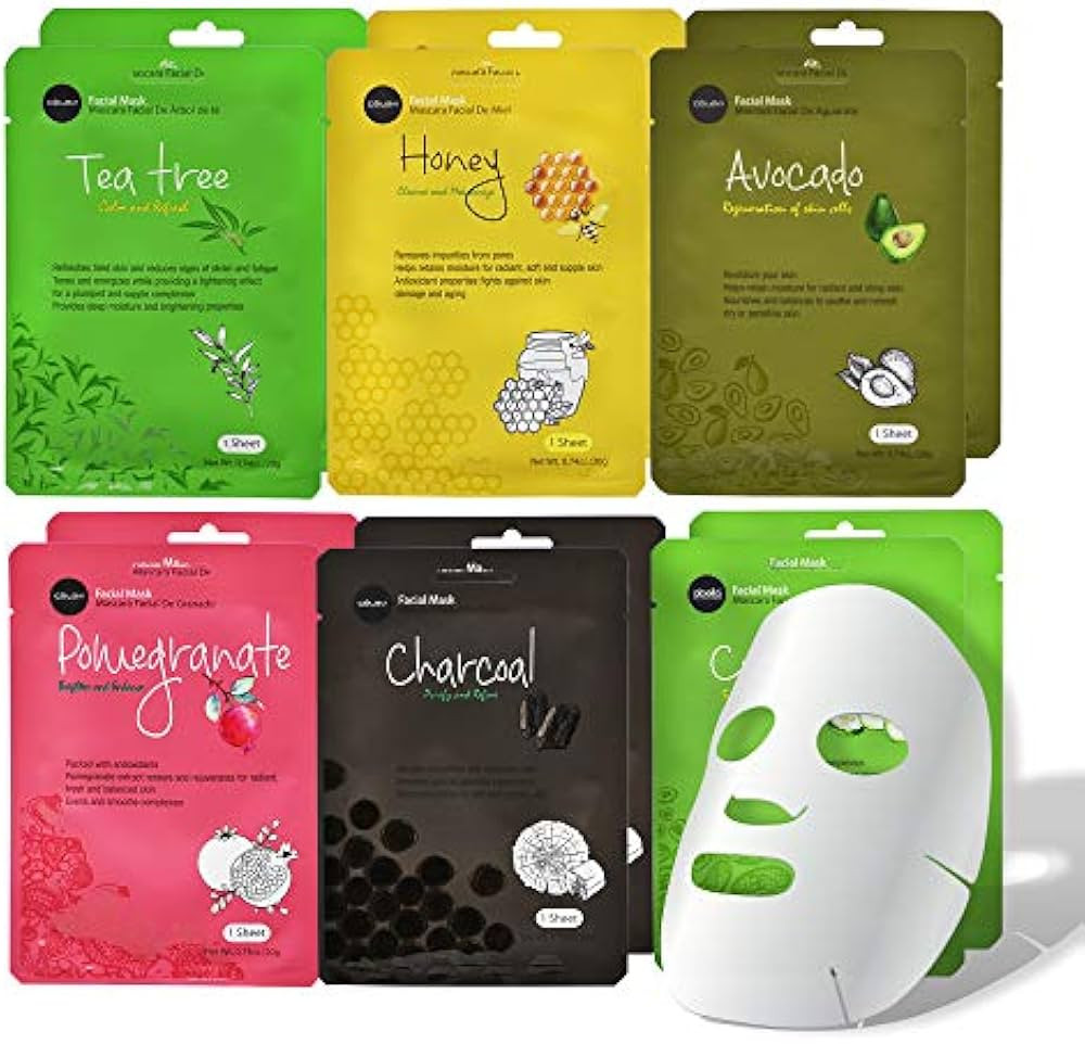 celavi Essence Facial Face Mask Paper Sheet Korea Skin Care Moisturizing 12 Pack (Mix - 2 of Each... | Amazon (US)