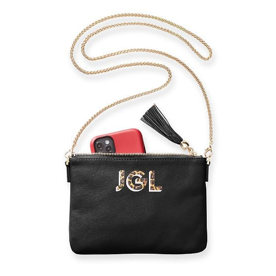 Leather Tassel Zipper Crossbody, Shadow Printed | Mark and Graham