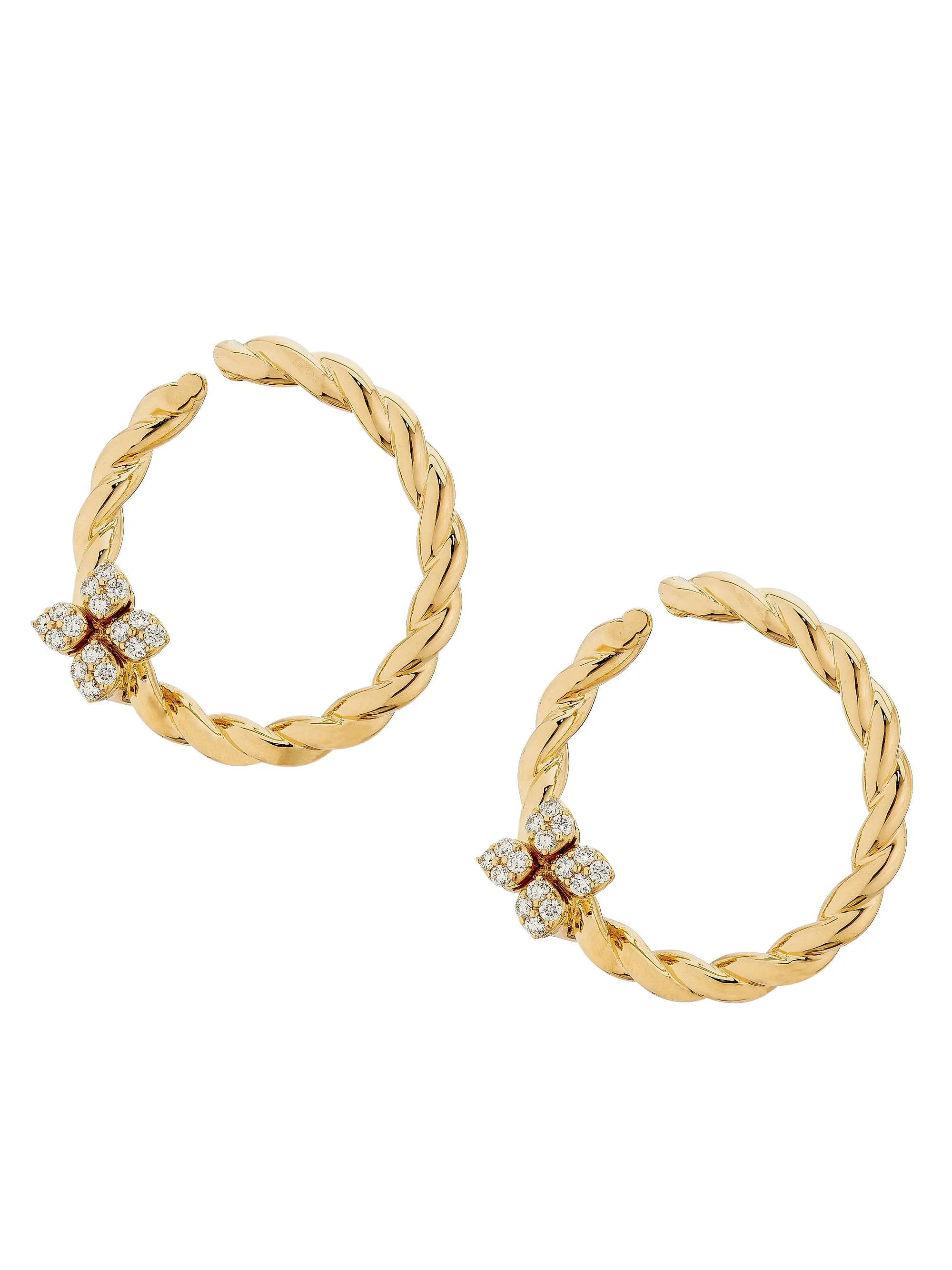 Love In Verona 18K Yellow Gold & 0.35 TCW Diamond Hoop Earrings | Saks Fifth Avenue